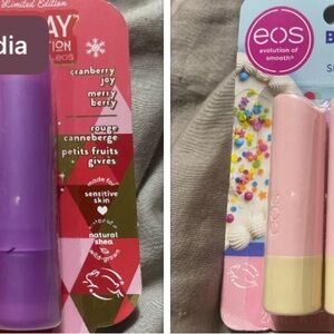 eos Lip Balm Duos- Set of 2 packs Birthday Cake and Holiday Duo
